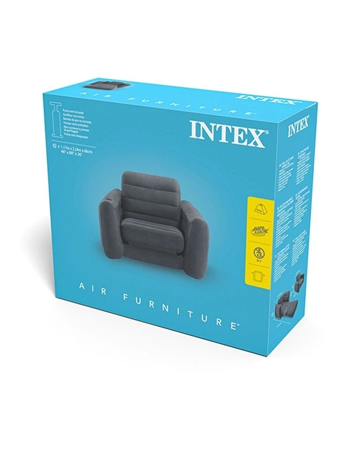 Intex Pull-Out Inflatable Chair Bed Charcoal Grey With Plush Surface image 5