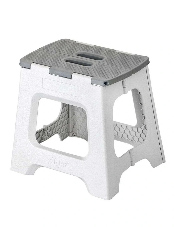 Vigar Zeroline Foldable Step Stool Chair 32cm Grey Rice Husk Bio-Plastic image 1