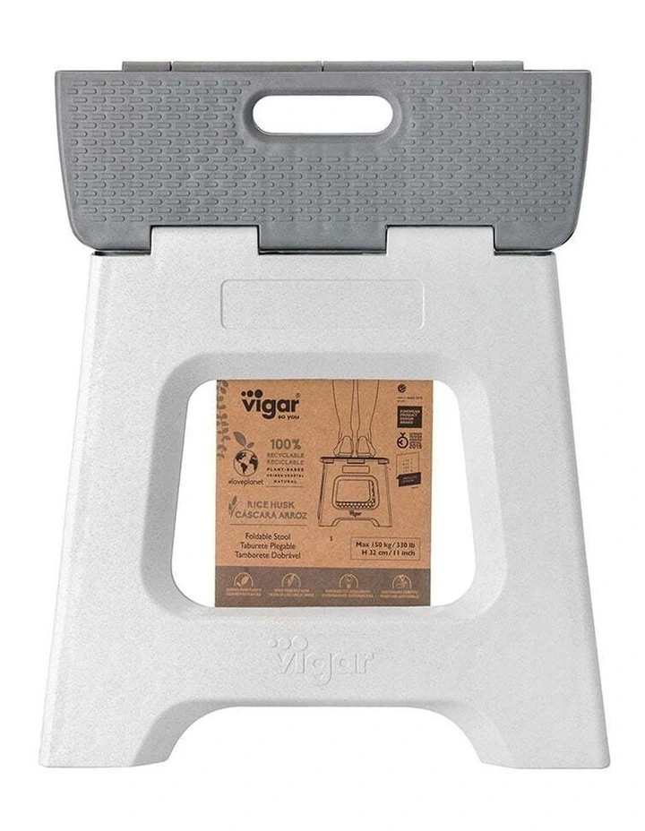 Vigar Zeroline Foldable Step Stool Chair 32cm Grey Rice Husk Bio-Plastic image 3