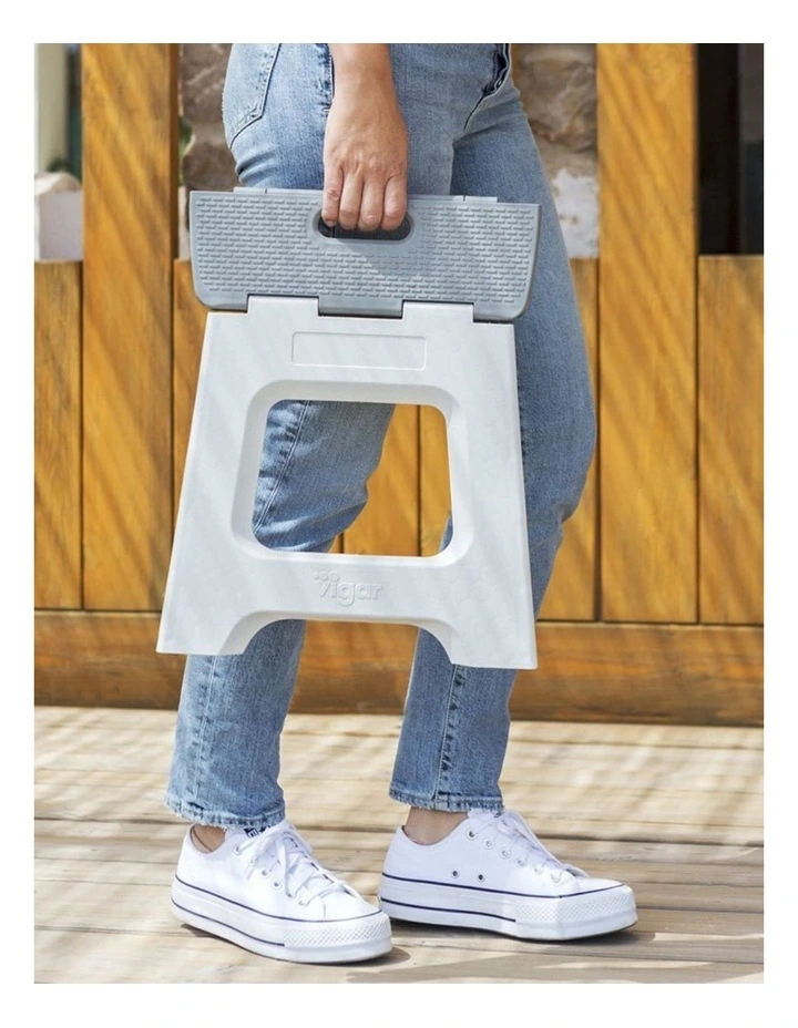 Vigar Zeroline Foldable Step Stool Chair 32cm Grey Rice Husk Bio-Plastic image 4