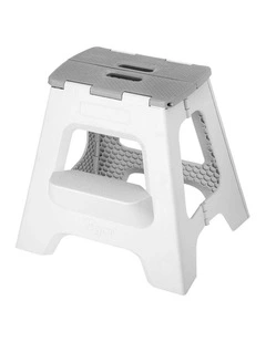 Vigar Compact 2 Step Plastic Foldable Stool Non Slip 40cm Grey