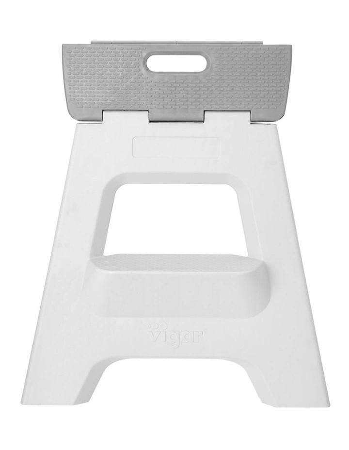 Vigar Compact 2 Step Plastic Foldable Stool Non Slip 40cm Grey image 2