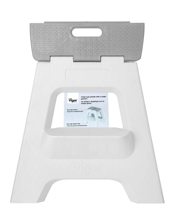Vigar Compact 2 Step Plastic Foldable Stool Non Slip 40cm Grey image 3