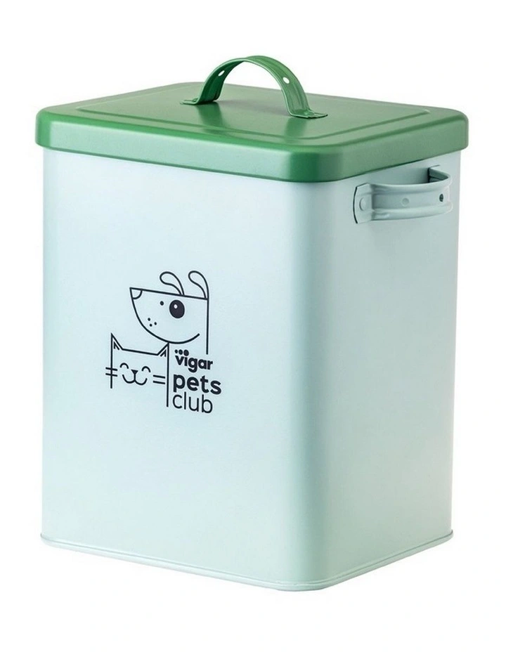 Vigar Pets Club Small Pet Food Metal Storage Container with Lid Green 5L image 1