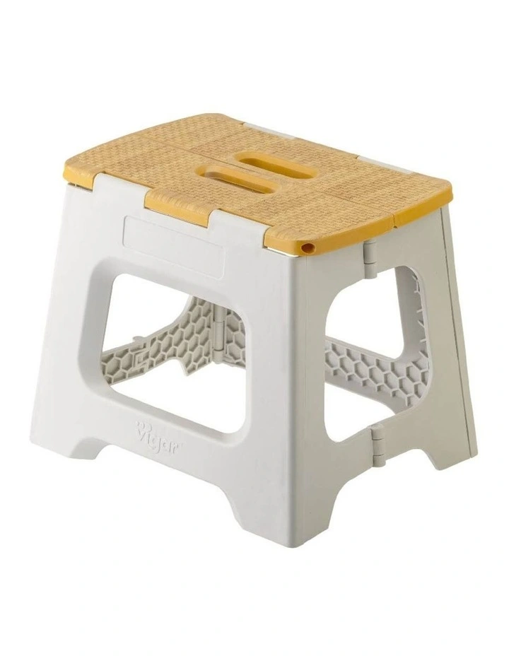 Vigar Compact Bamboo On Top Foldable Stool Furniture Grey 27cm image 1