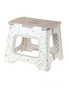 Vigar Compact Foldable Plastic Step Stool Non Slip 32cm Terrazzo In Body