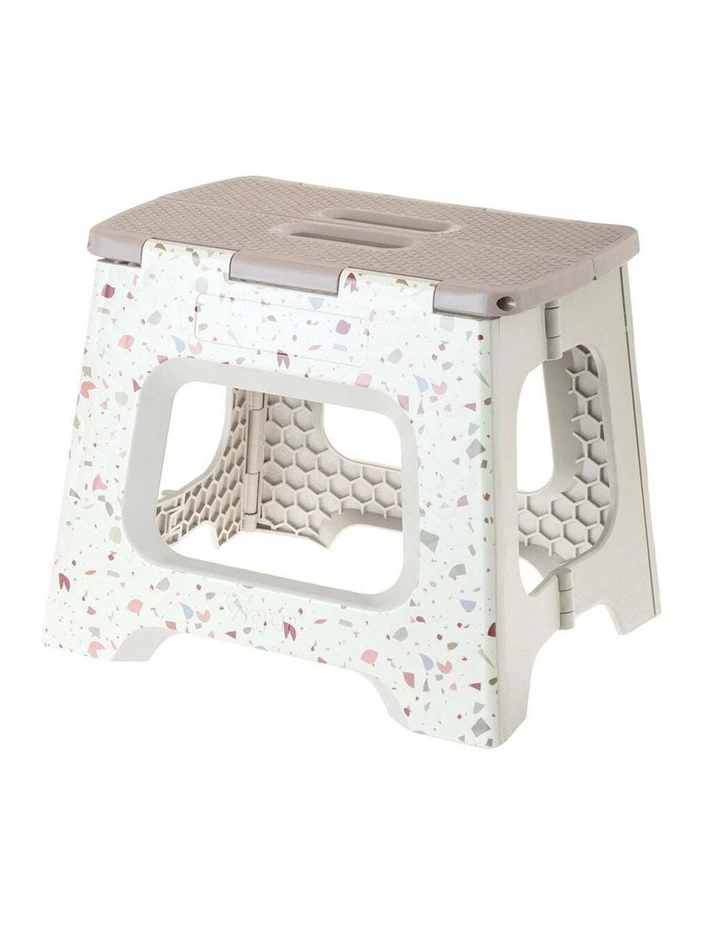 Vigar Compact Foldable Plastic Step Stool Non Slip 32cm Terrazzo In Body image 1