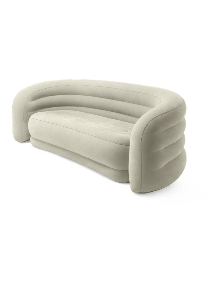 Intex Inflatable Curved Sofa Velvety Surface Beige Lounge Couch 229x109cm image 1