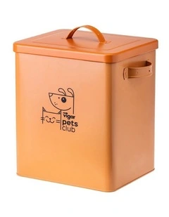 Vigar Pets Club Large Pet Food Metal Storage Container with Lid Orange 12L