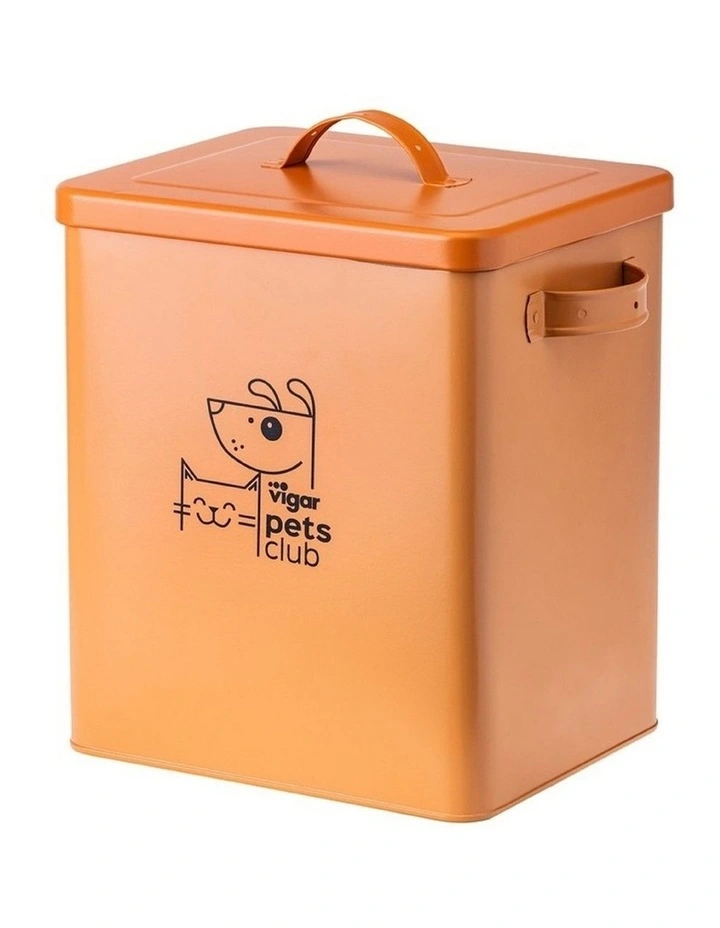 Vigar Pets Club Large Pet Food Metal Storage Container with Lid Orange 12L image 1