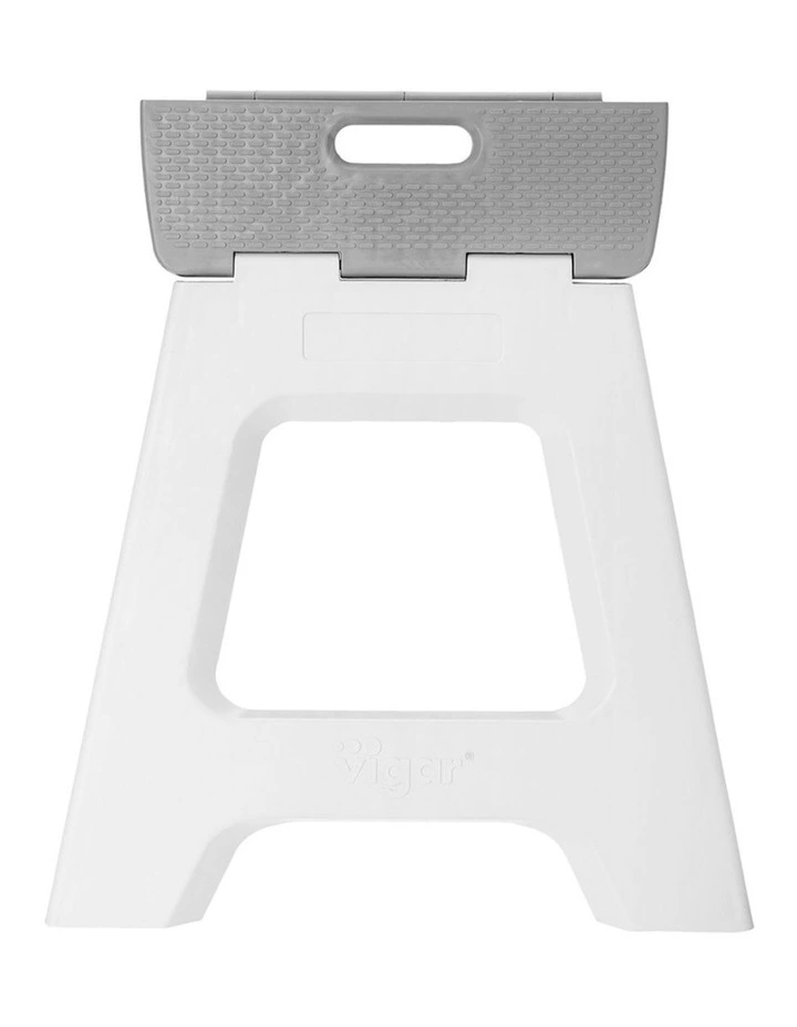 Vigar Compact Foldable Stool Non-Slip 40cm Grey Plastic Step Chair image 2