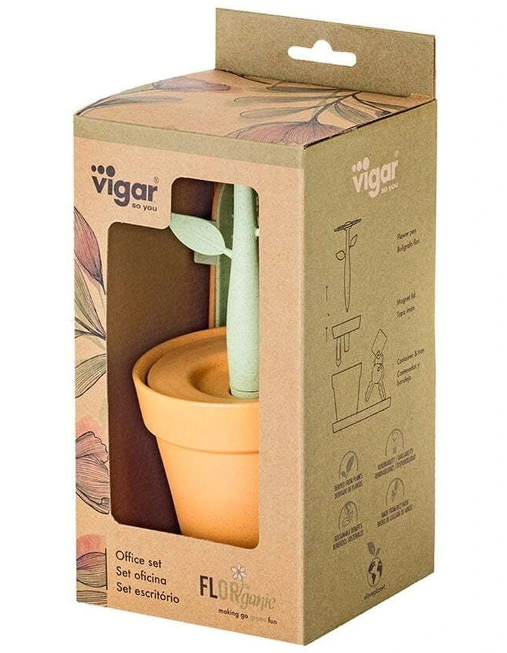 Vigar 3pc Florganic Stationery Set Storage Pot Daisy Pen Tray Office Supply image 6