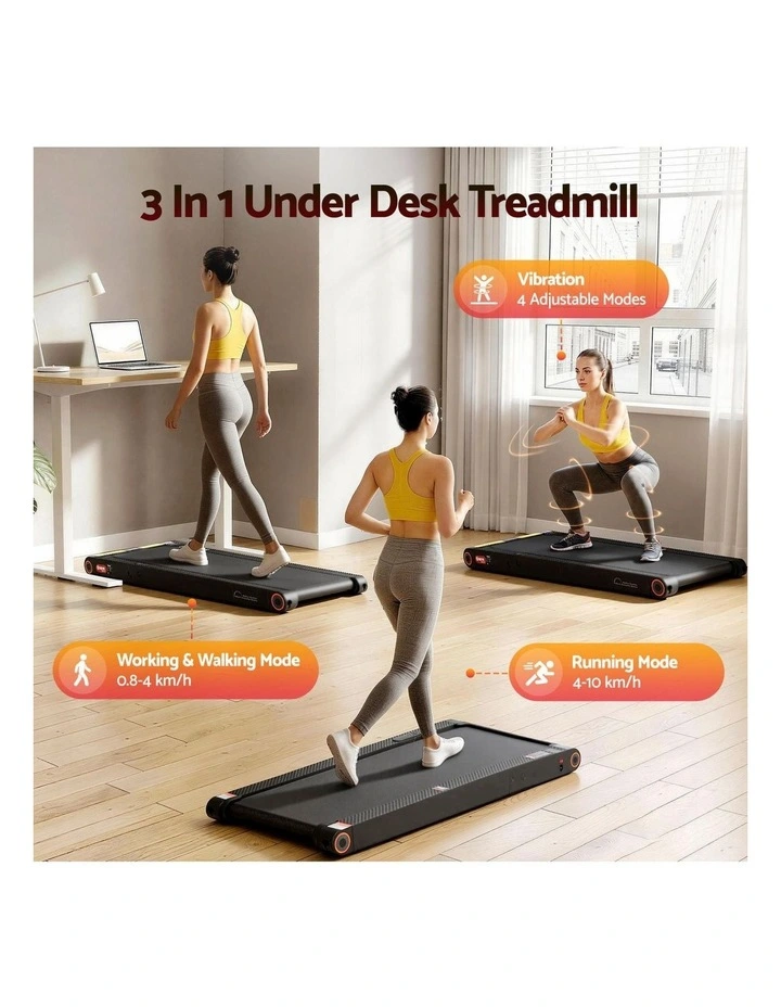 4 in 1 Vibration Walking Pad Treadmill in 380mm Black image 4