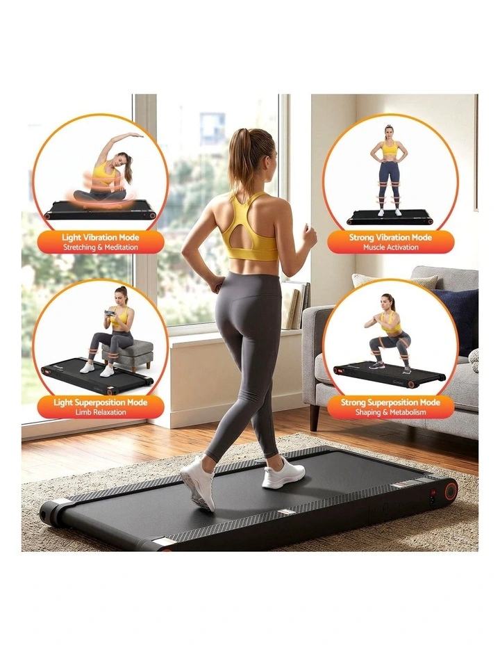 4 in 1 Vibration Walking Pad Treadmill in 380mm Black image 5