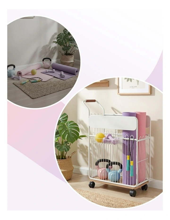 Mobile Yoga Mat Storage Rack in White image 6