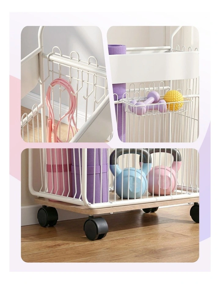 Mobile Yoga Mat Storage Rack in White image 7