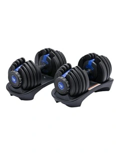 Powertrain 48kg Adjustable Dumbbell Set Home Gym Exercise Equipment Weights Blue