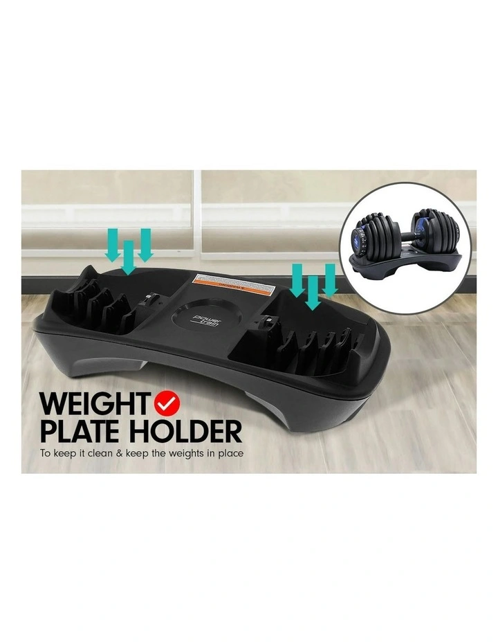Powertrain 48kg Adjustable Dumbbell Set Home Gym Exercise Equipment Weights Blue image 4