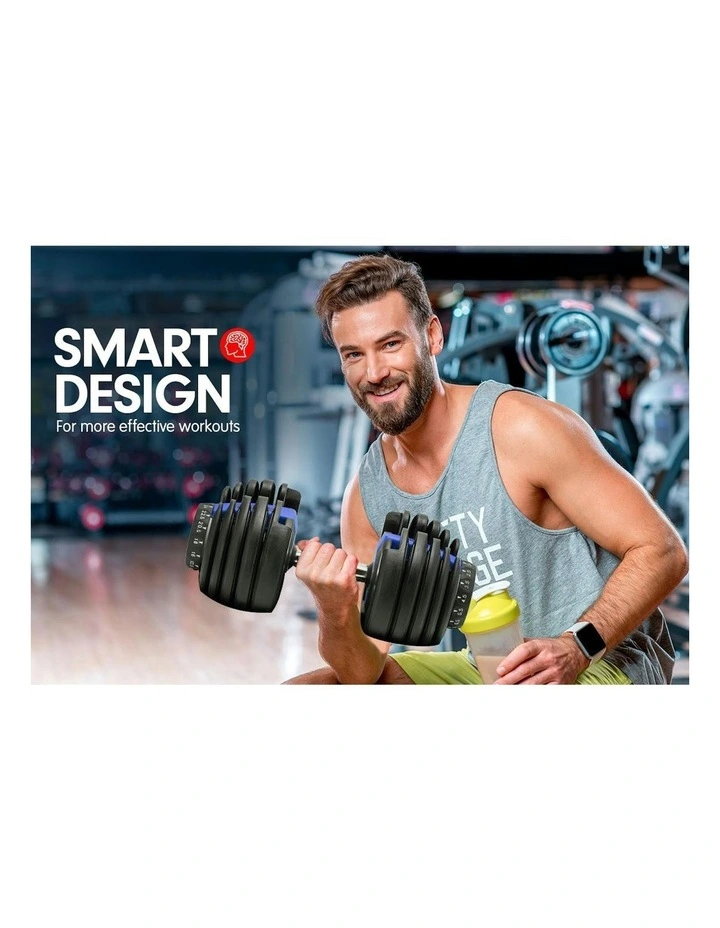 Powertrain 48kg Adjustable Dumbbell Set Home Gym Exercise Equipment Weights Blue image 5