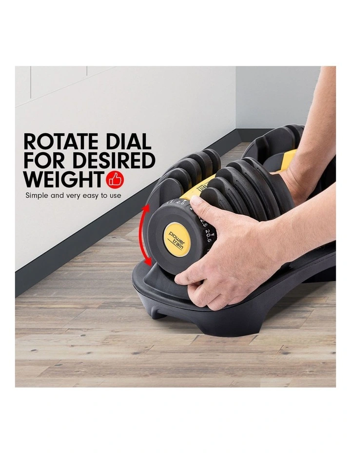 2x Powertrain 24kg Gold Adjustable Dumbbell Gym w/ 10437 Adidas Bench image 5