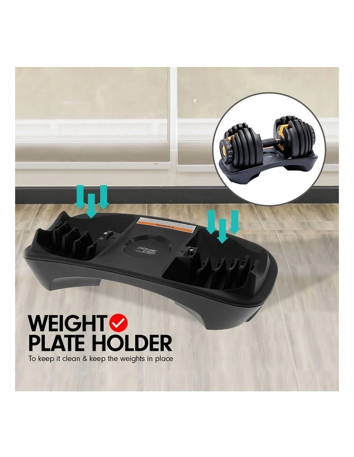 2x Powertrain 24kg Gold Adjustable Dumbbell Gym w/ 10437 Adidas Bench image 6
