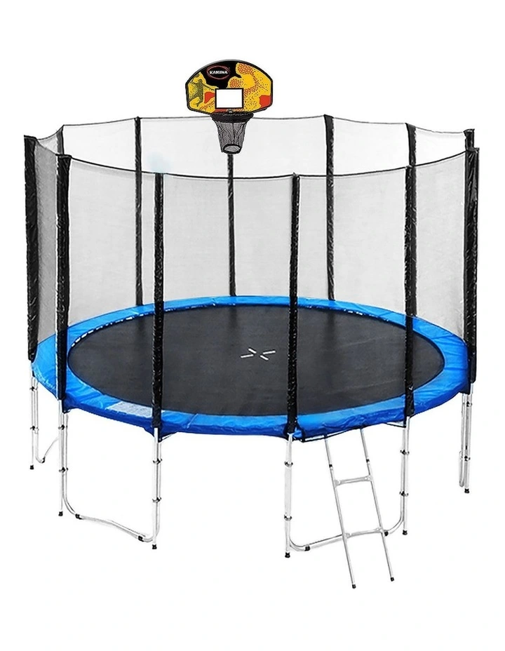 Kahuna Blizzard 16 ft Trampoline with Basketball Blue image 1
