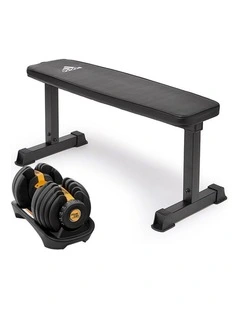 Powertrain 24kg Gold Adjustable Dumbbell w/ 10437 Adidas Bench
