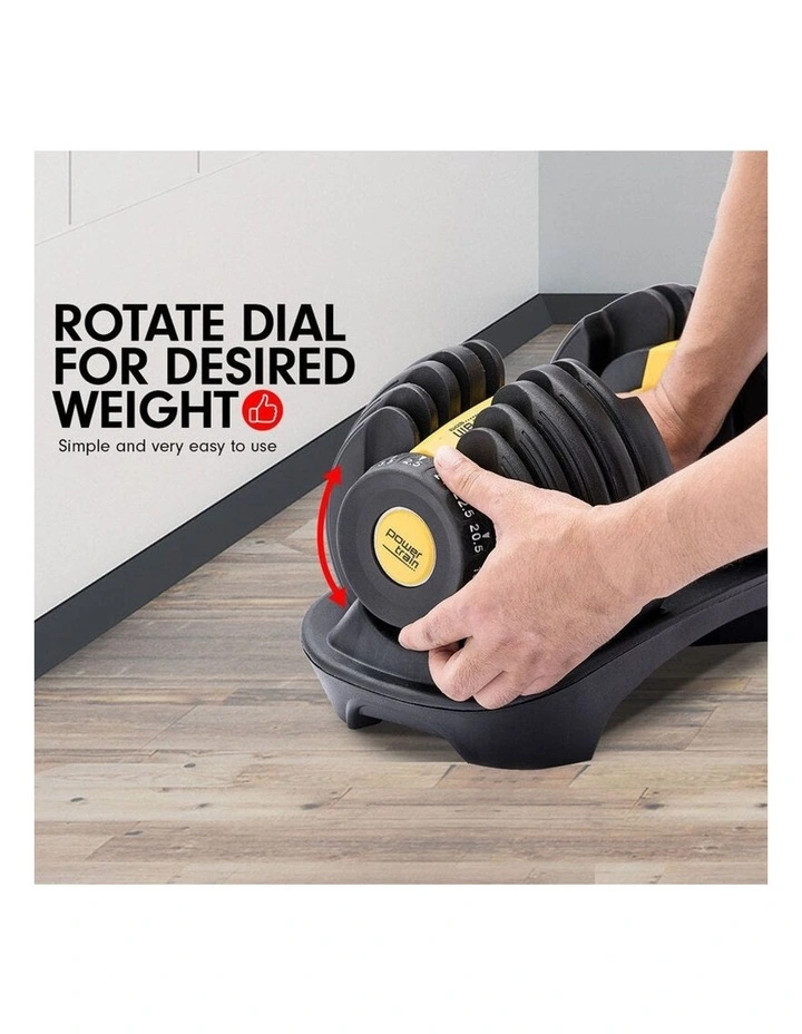Powertrain 24kg Gold Adjustable Dumbbell w/ 10437 Adidas Bench image 5