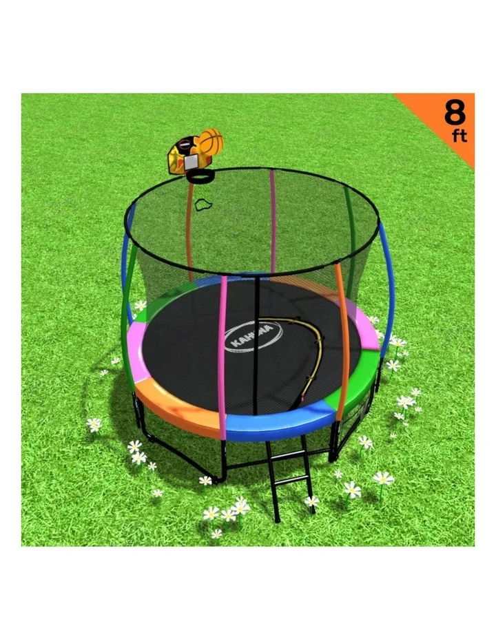 Kahuna Trampoline 8 ft with Basketball Set - Rainbow image 2