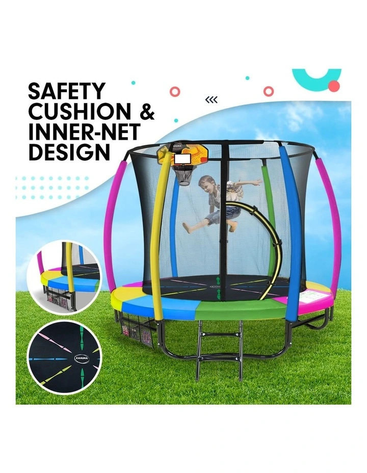 Kahuna Trampoline 8 ft with Basketball Set - Rainbow image 5