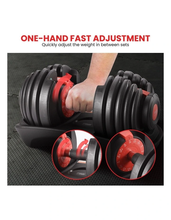 Powertrain 24kg Adjustable Dumbbells 15-in-1 Home Gym Weights  Red image 3
