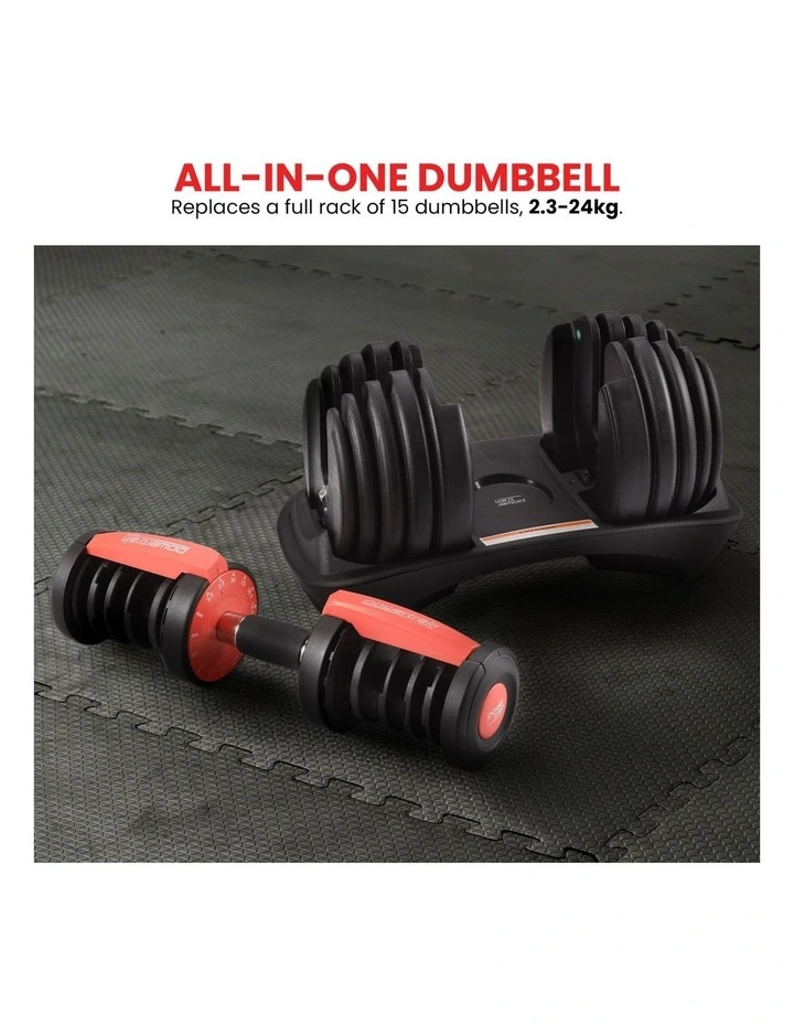 Powertrain 24kg Adjustable Dumbbells 15-in-1 Home Gym Weights  Red image 4