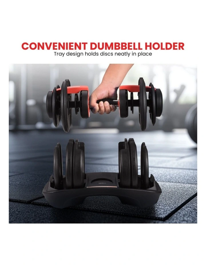 Powertrain 24kg Adjustable Dumbbells 15-in-1 Home Gym Weights  Red image 5