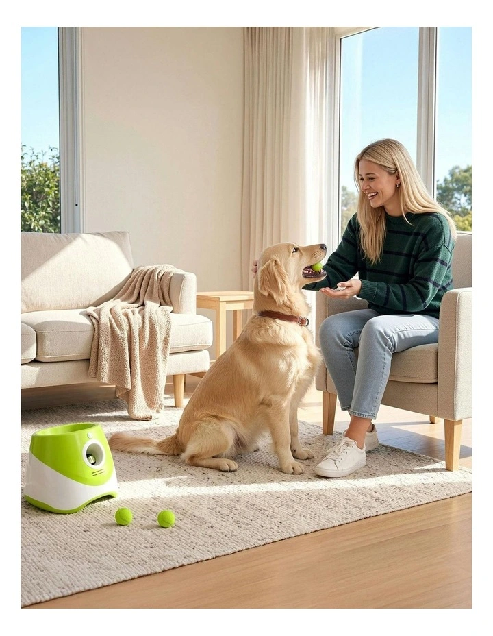 Dog Ball Launcher Thrower 3/6/9m in Green/White image 2