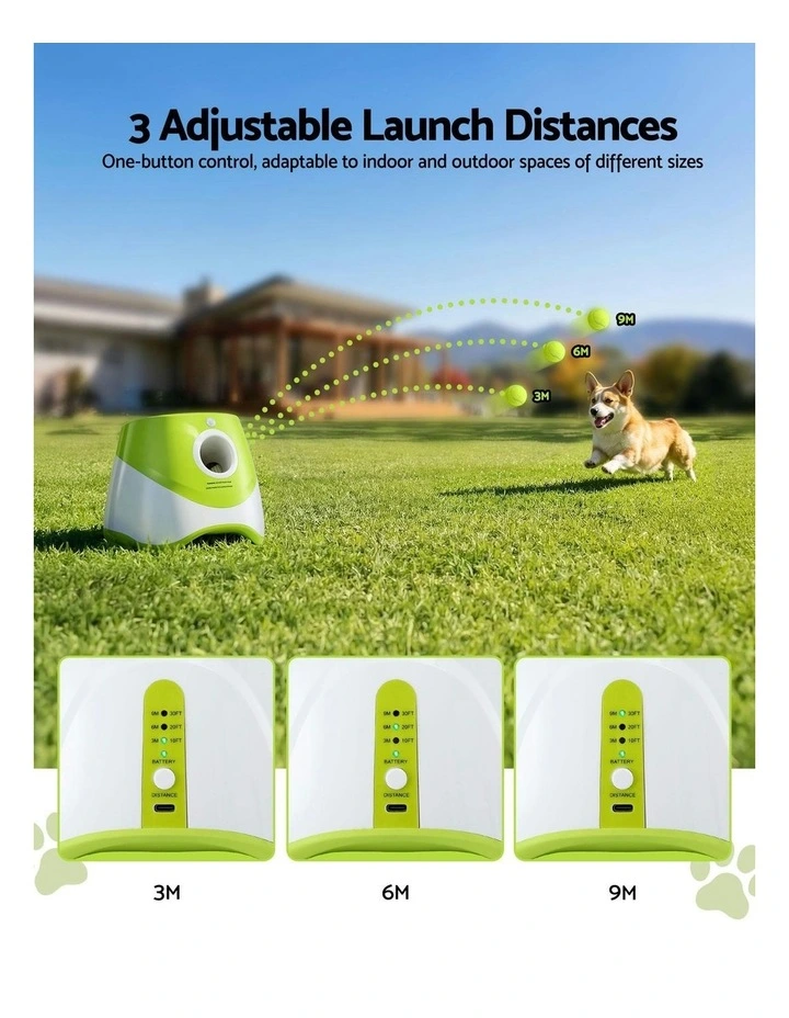 Dog Ball Launcher Thrower 3/6/9m in Green/White image 5