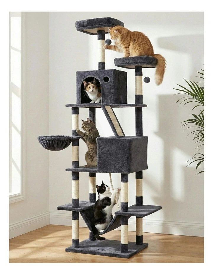 Cat Tree Tower 206cm in Grey image 3