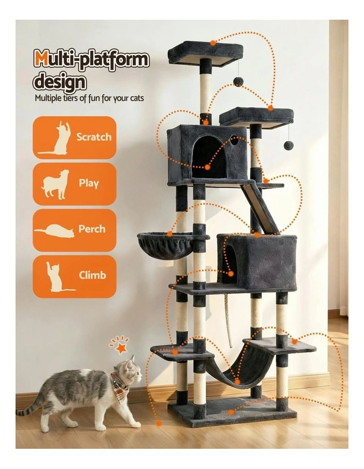 Cat Tree Tower 206cm in Grey image 5