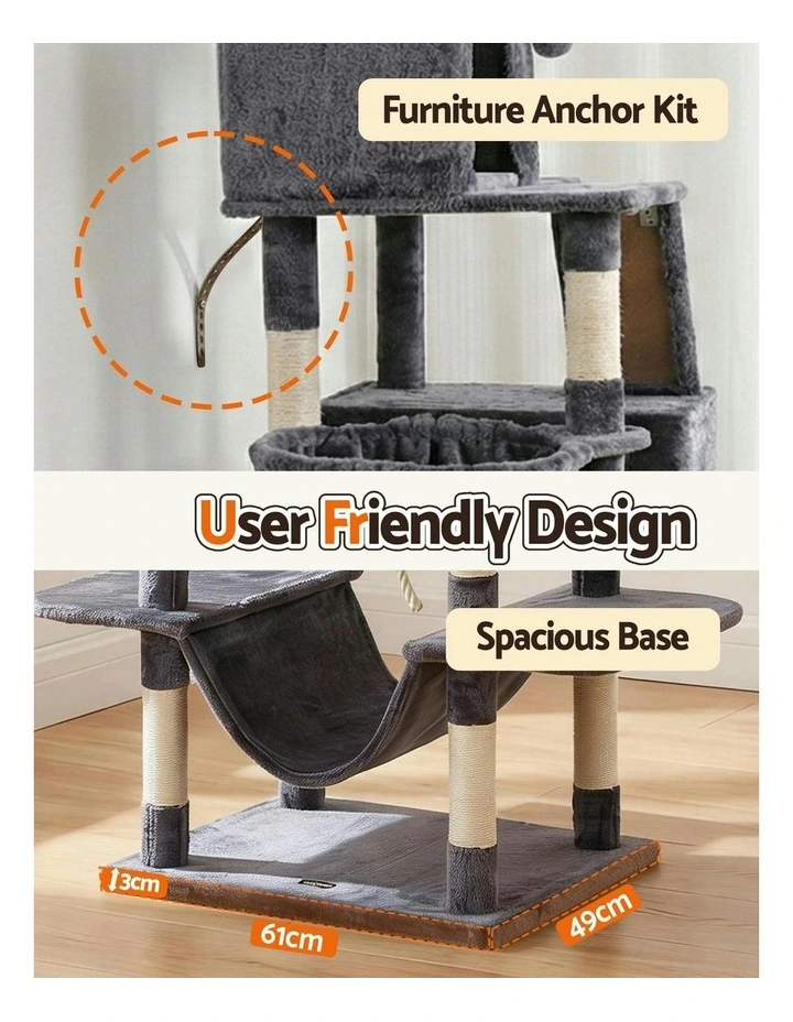 Cat Tree Tower 206cm in Grey image 6