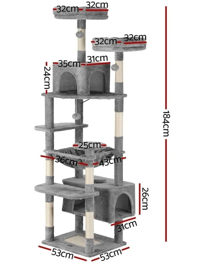 Cat Tree 184cm in Light Grey image 4