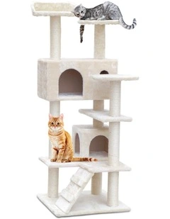 Wood Tower Scratching Cat Tree House 134cm in Beige