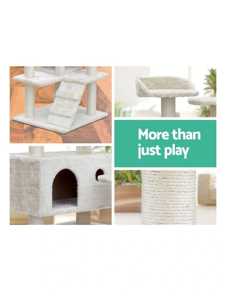 Wood Tower Scratching Cat Tree House 134cm in Beige image 6