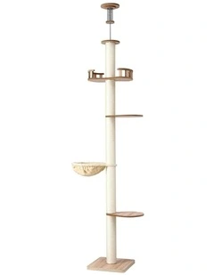 Tower Floor To Ceiling Scratching Cat Tree 270cm in Beige