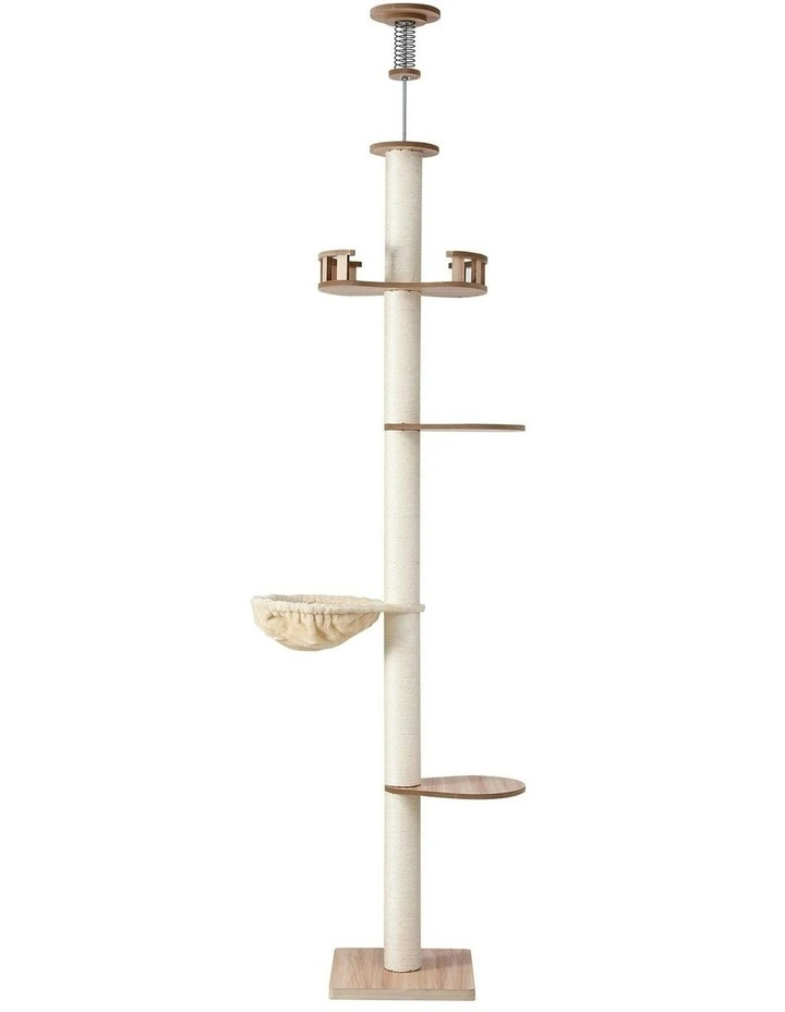 Tower Floor To Ceiling Scratching Cat Tree 270cm in Beige image 2