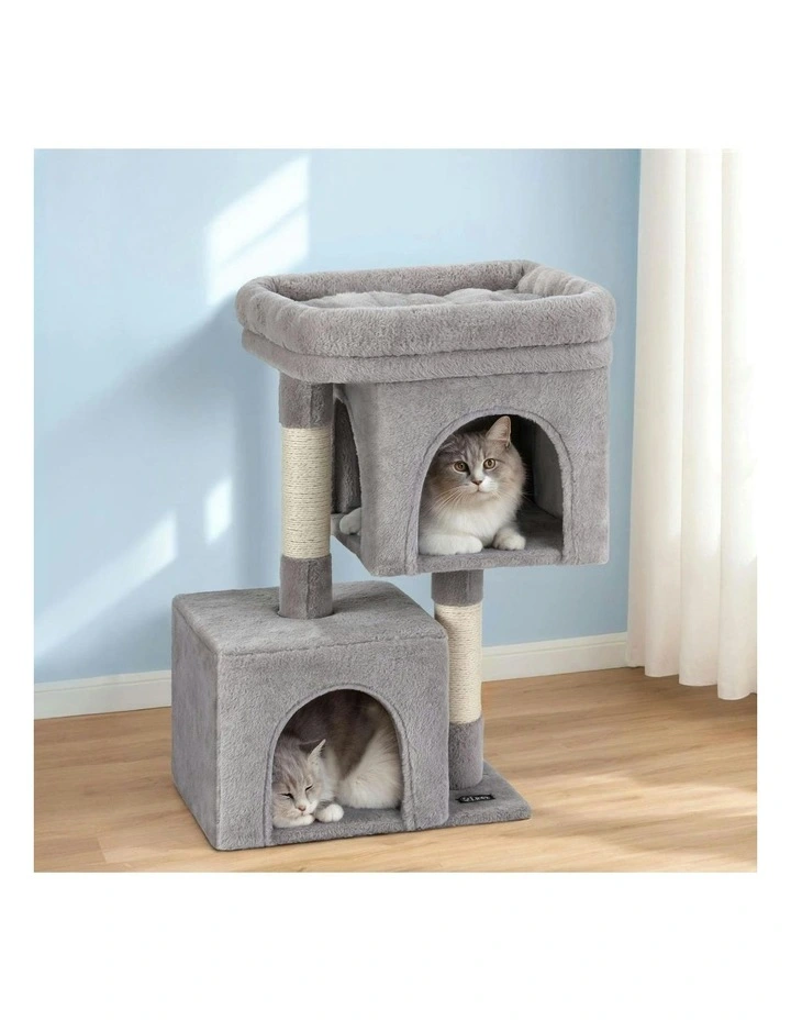 Tower Scratching Cat Tree House 67cm in Light Grey image 3
