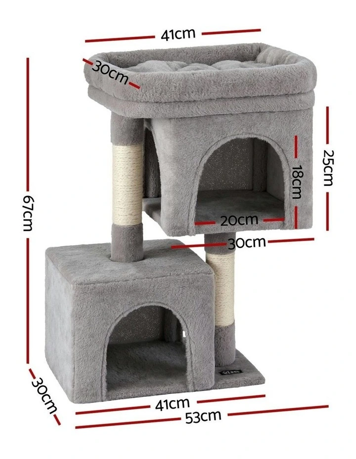Tower Scratching Cat Tree House 67cm in Light Grey image 4