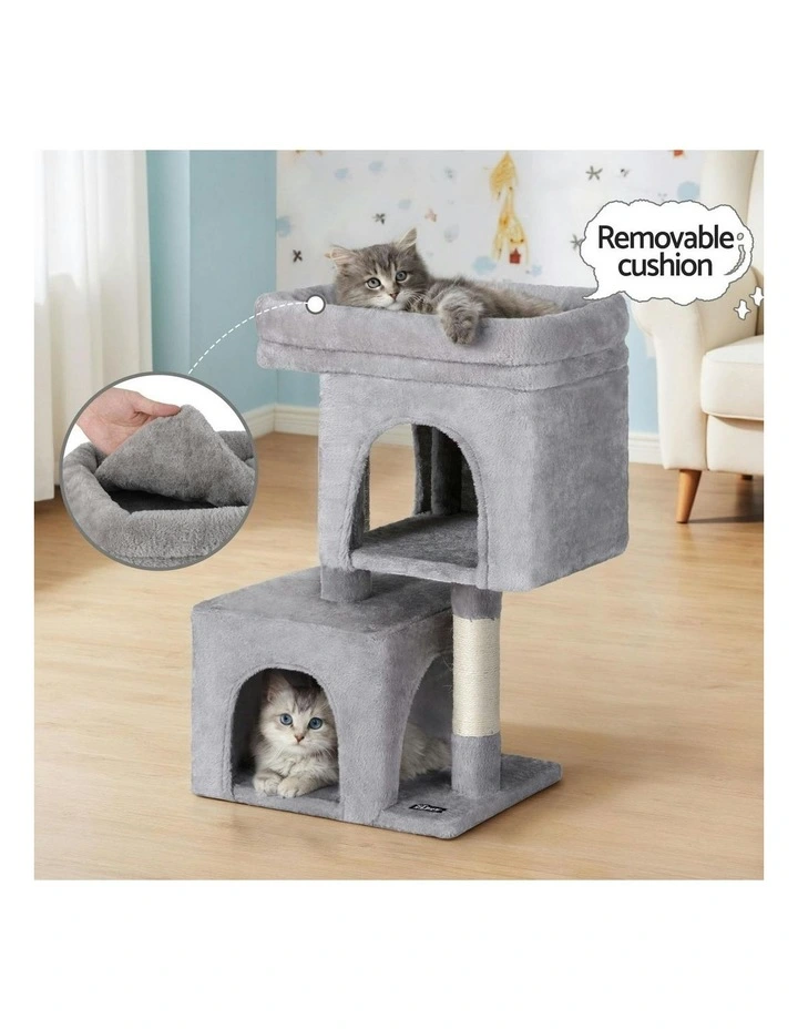 Tower Scratching Cat Tree House 67cm in Light Grey image 6
