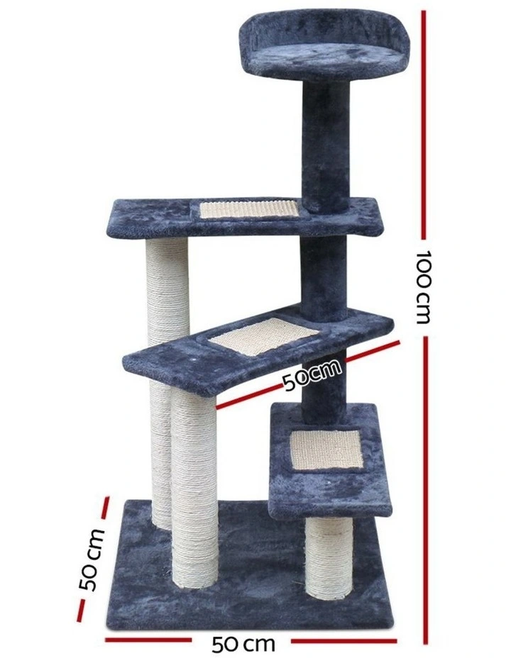 Wood Scratching Tower Cat Tree House 100cm in Multi image 2
