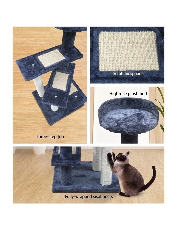 Wood Scratching Tower Cat Tree House 100cm in Multi image 6