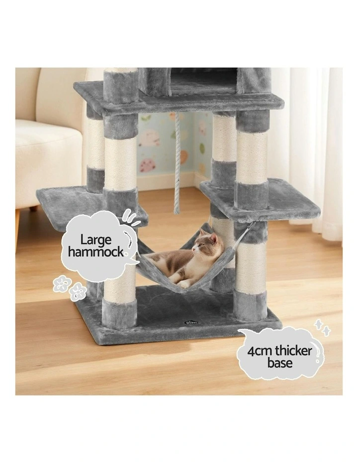 Scratching Tower Cat Tree House 145cm in Light Grey image 6
