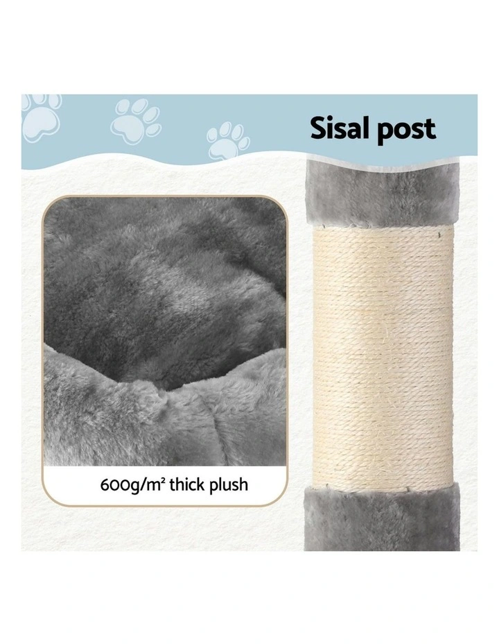 Scratching Tower Cat Tree House 145cm in Light Grey image 7